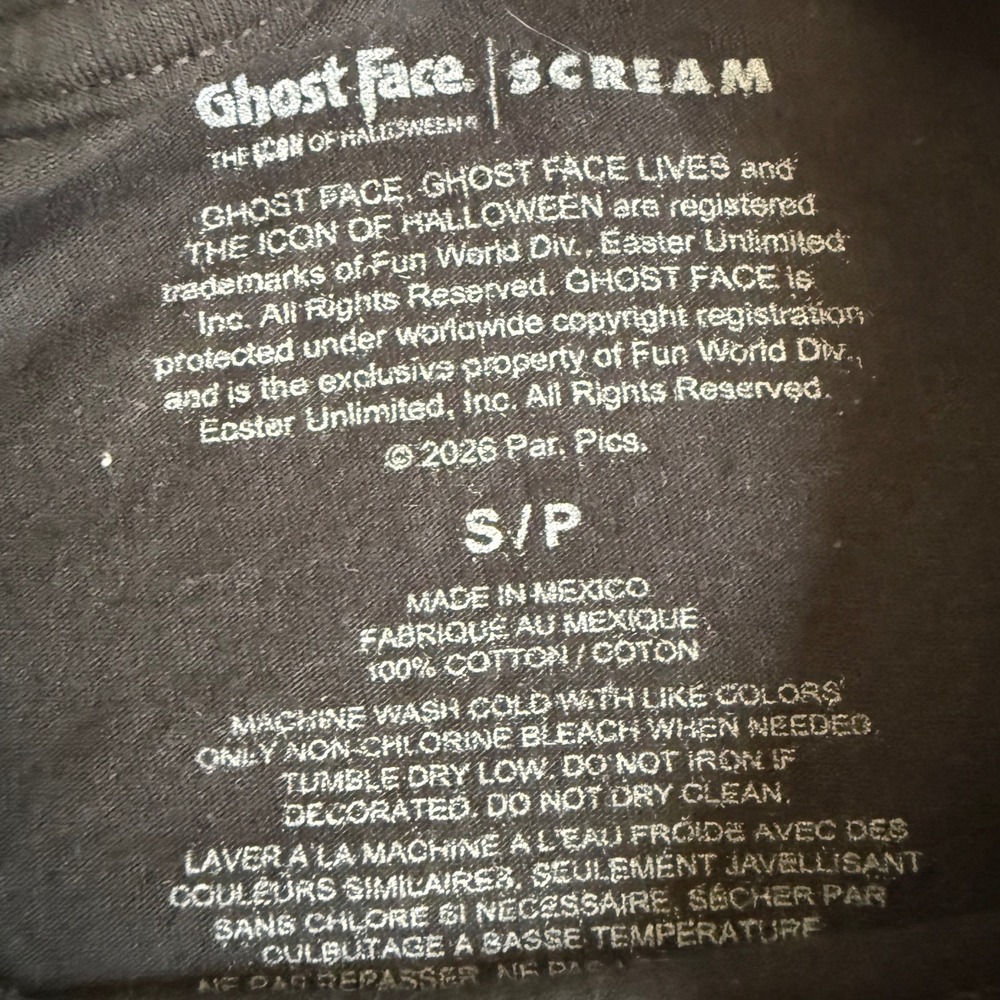 Ghostface Scream Movie Graphic T-Shirt Black Pink Horror Slasher Mens Small S - Picture 2 of 3